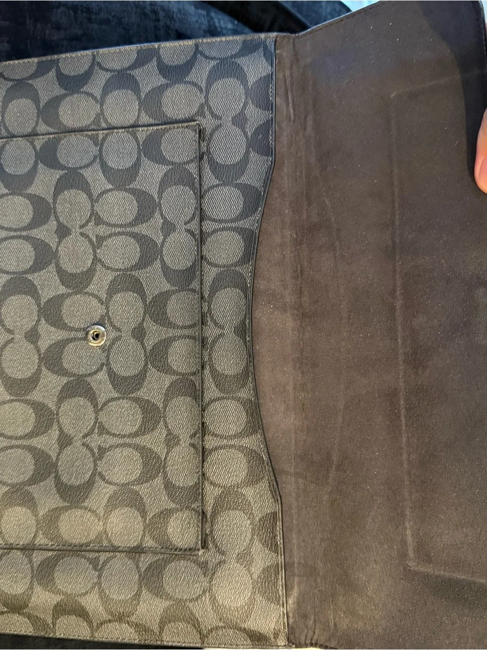 Coach Black Charcoal Signature Canvas Clutch